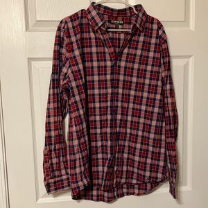 Express men’s Long sleeve dress shirt modern fit plaid XL